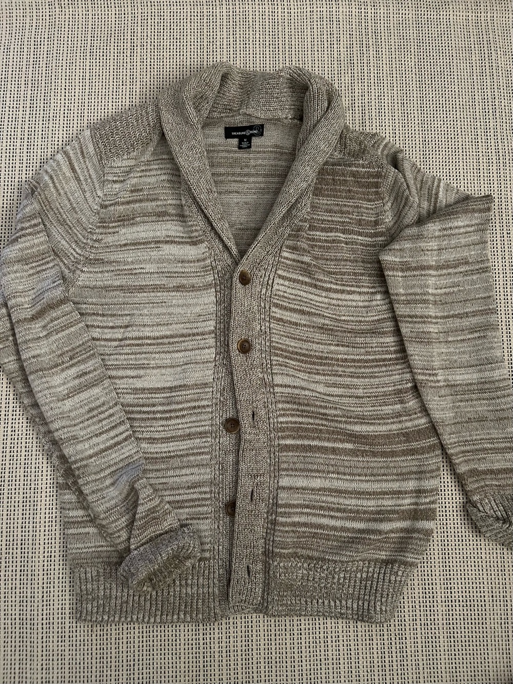 Nordstrom Men's Shawl Collar Cardigan in Brown and Cream Marbled